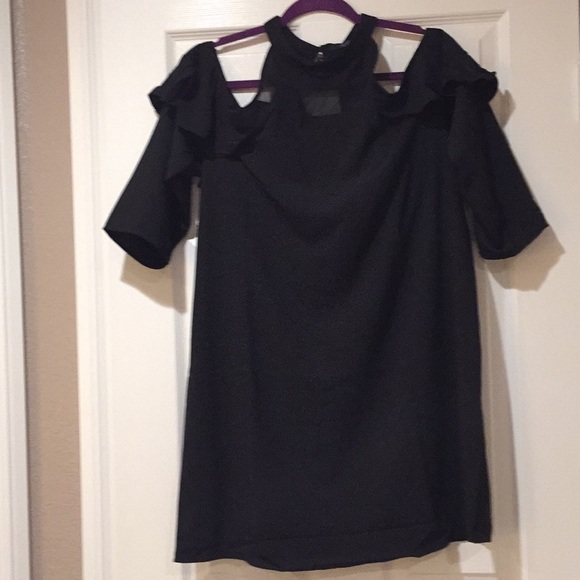 Ruffle Cold Shoulder Shift Dress - Various SZ - Picture 3 of 3